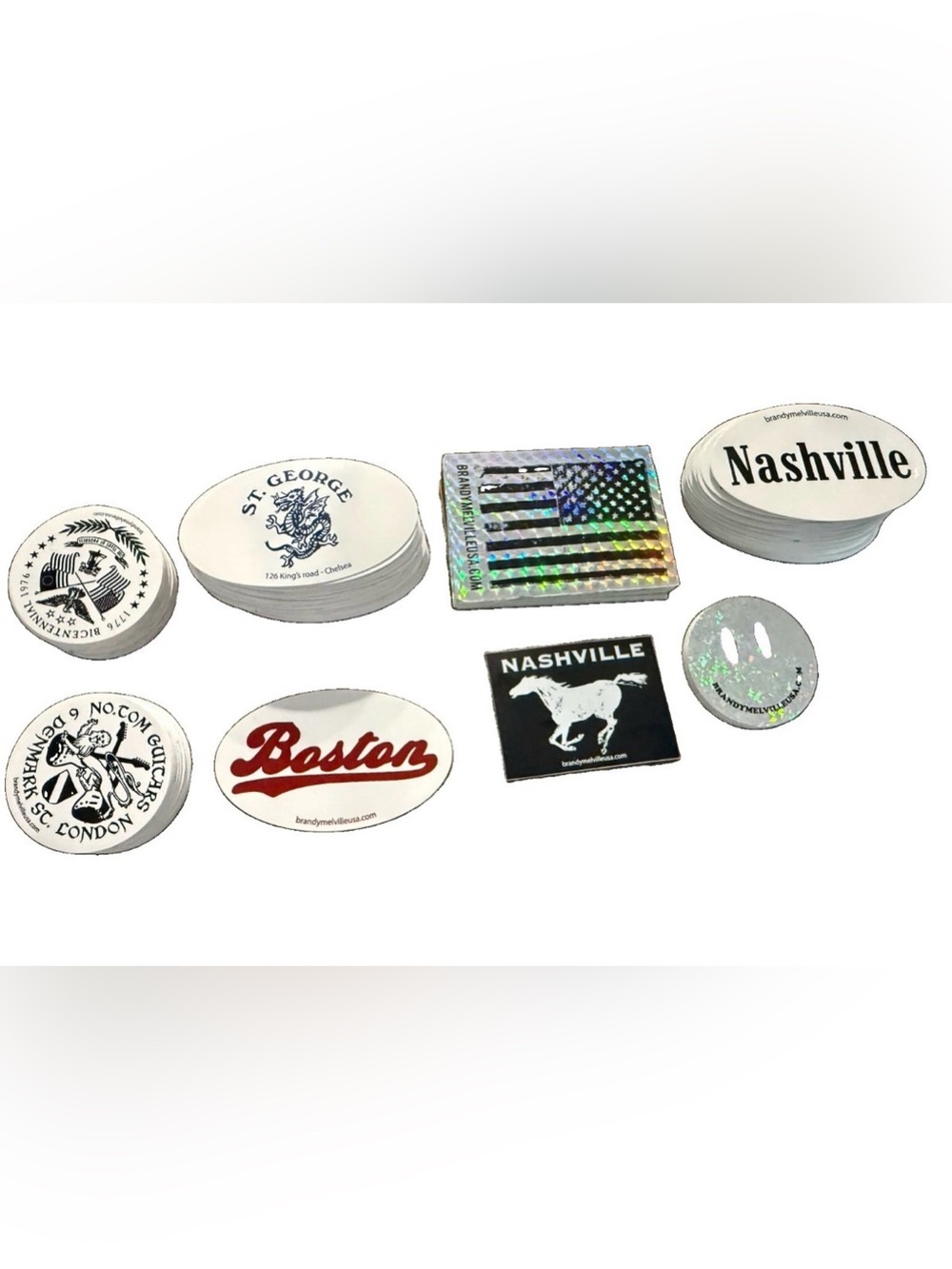 Brandy Melville 100s Stickers Holographic American Flag Smile Boston Nashville